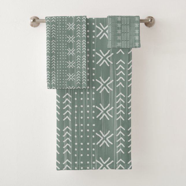 Moderno Sage Green barro paño African Pattern (In situ)