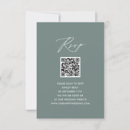 Moderno Sage Green Elegant Script QR Wedding RSVP