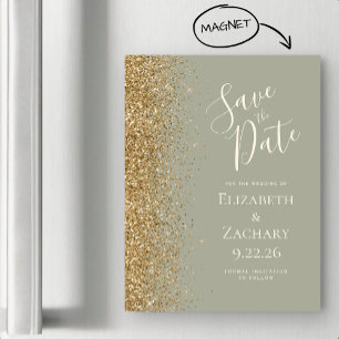 Moderno Sage Green Gold Save the Date Magnetic Car