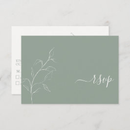 Moderno Sage Green Script Botánico Sin Menú RSVP