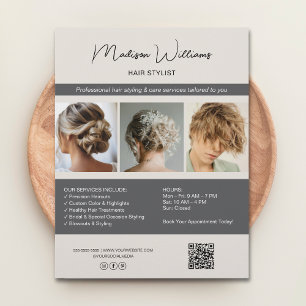 Moderno Salon Hair Stylist Services QR Flyer