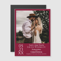 Moderno Save the Date Photo Cranberry Red Magnet