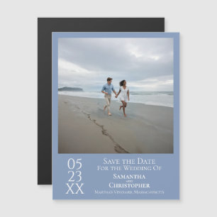Moderno Save the Date Photo Dusty Blue Magnet