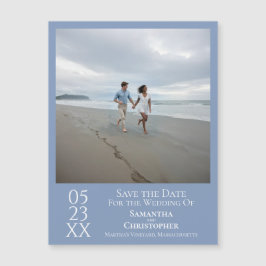 Moderno Save the Date Photo Dusty Blue Magnet