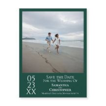 Moderno Save the Date Photo Emerald Green Magnet