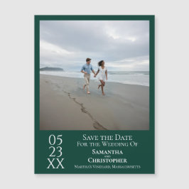 Moderno Save the Date Photo Emerald Green Magnet