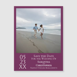 Moderno Save the Date Photo Magenta Magnet