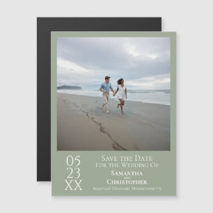 Moderno Save the Date Photo Sage Green Magnet