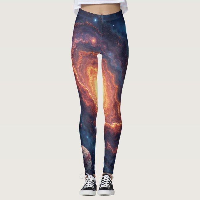 Moderno sencillo: Galaxy Space Rock Guay Leggings (Anverso)