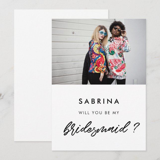 Moderno, ¿serás mi tarjeta de foto de dama de hono (Anverso / Reverso)