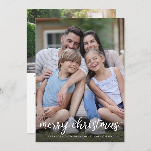 Moderno Simple Feliz Navidad 2 fotos (Anverso / Reverso)