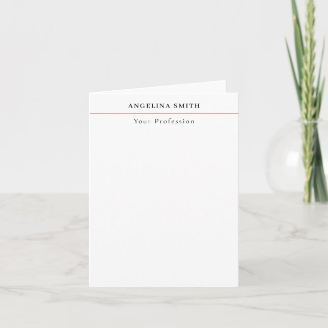 Moderno Simple Minimalista Blanco Rojo Profesional (Anverso)