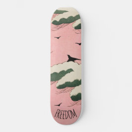 Moderno Skateboard de arte japonés con cielo rosa