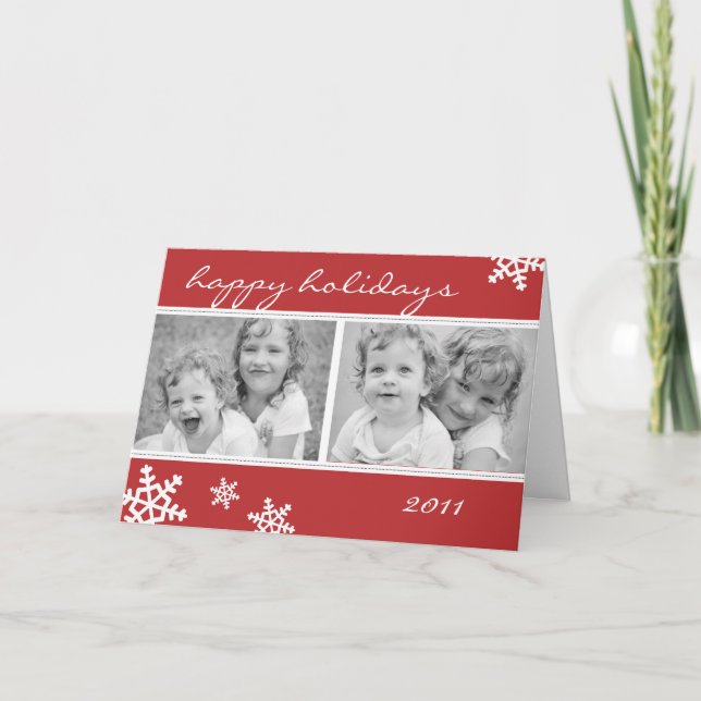 Moderno Snowflake 2 tarjeta de felicitación de vac (Anverso)