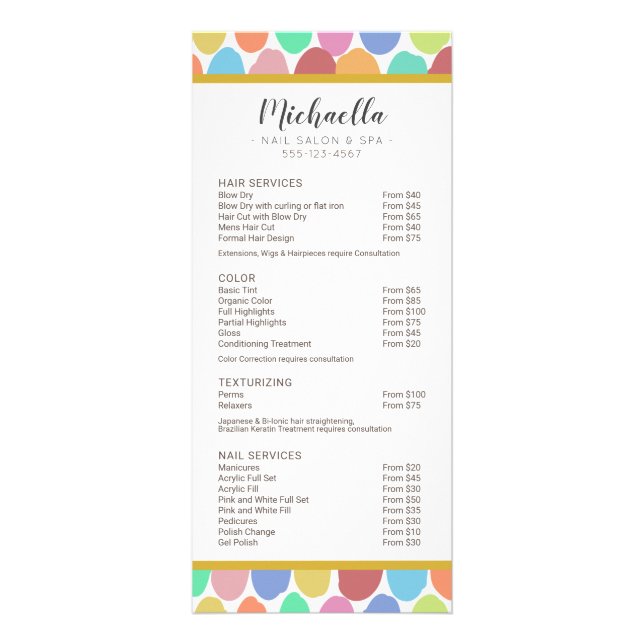 Moderno Spa Beauty Salon Price List Service Menú (Frente)