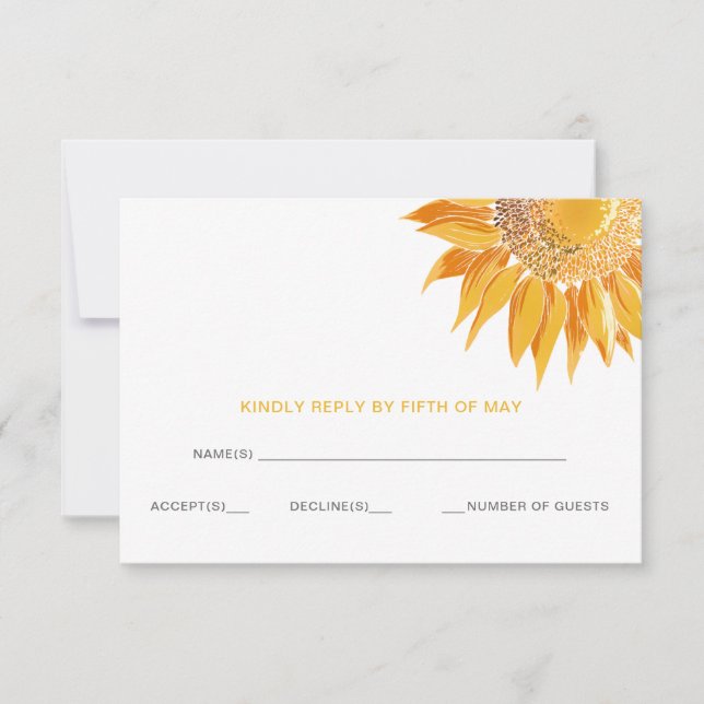 Moderno Sunflowers Wedding rsvp (Anverso)