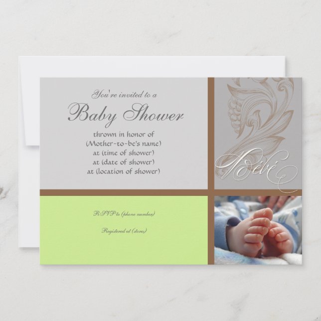 Moderno Swirl n Polka Dot - Invitación a la ducha  (Anverso)