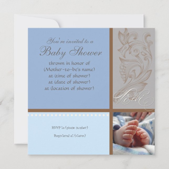 Moderno Swirl n Polka Dot - Invitación a la ducha  (Anverso)
