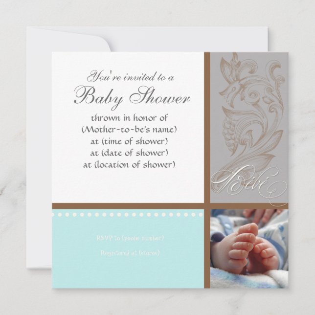 Moderno Swirl n Polka Dot - Invitación a la ducha  (Anverso)