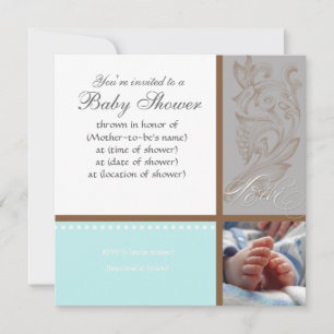 Moderno Swirl n Polka Dot - Invitación a la ducha