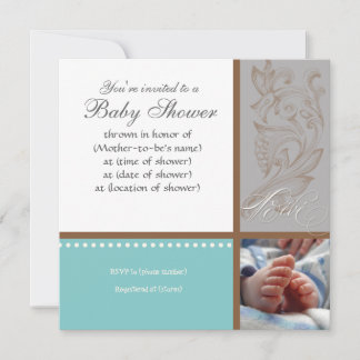 Moderno Swirl n Polka Dot - Invitación a la ducha 