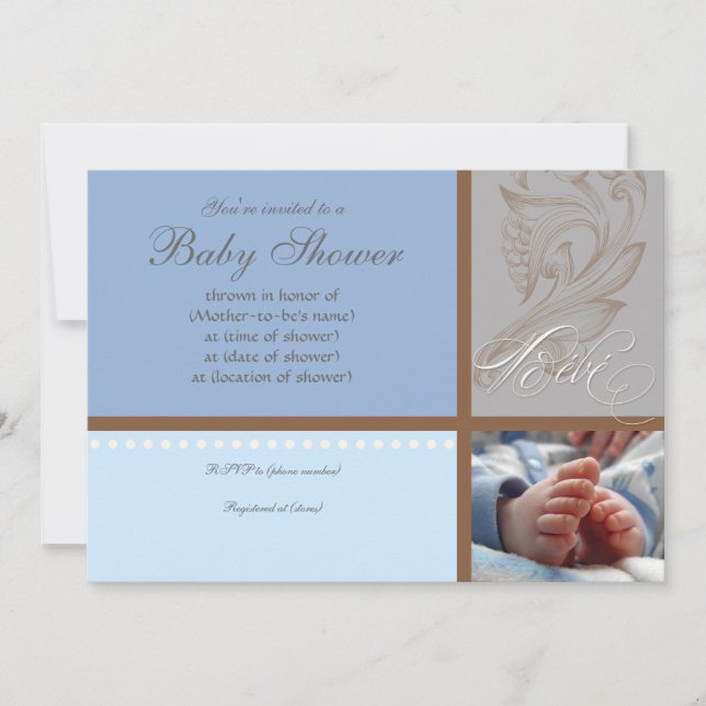 Moderno Swirl n Polka Dot - Invitación a la ducha  (Anverso)