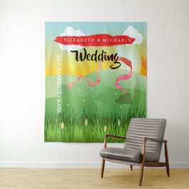 Moderno tapiz de fiesta rústica para bodas Wedfest