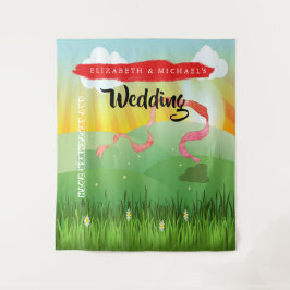 Moderno tapiz de fiesta rústica para bodas Wedfest