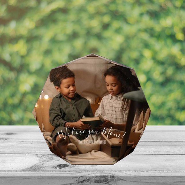 Moderno, te queremos, mamá. Foto (Modern We Love you Mom Photo Block)