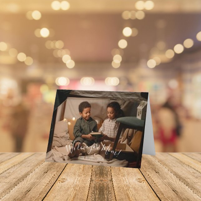Moderno, te queremos, mamá foto tarjeta del día de (Modern We Love You Mom Photo Mothers Day Card)