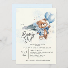 Moderno Teddy Bear Niño Bebé Invitación a la ducha