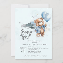 Moderno Teddy Bear Niño Bebé Invitación a la ducha