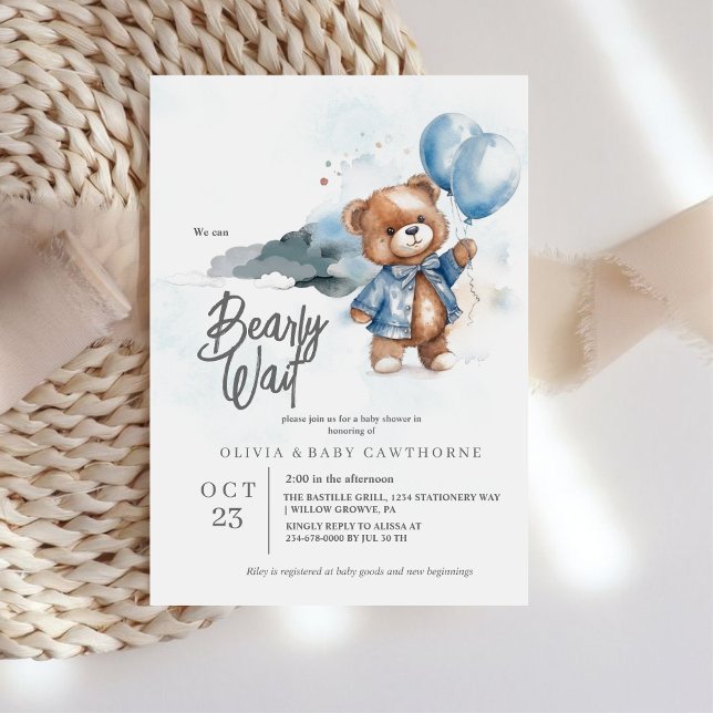 Moderno Teddy Bear Niño Bebé Invitación a la ducha (Subido por el creador)
