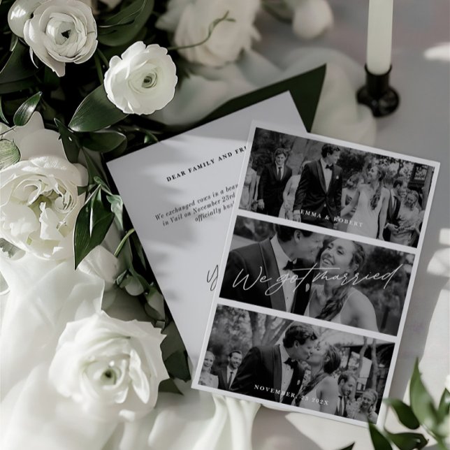 Moderno Tenemos Tarjeta De Invitaciones De Bodas C (Modern We Got Married Wedding Announcements Card)