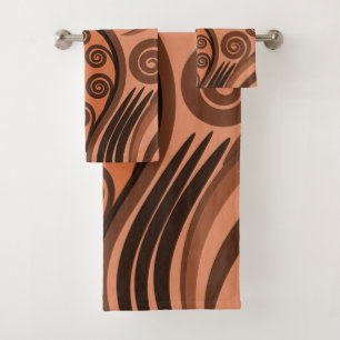 Moderno Terracotta Koru Fern Delantera Swirls Toal