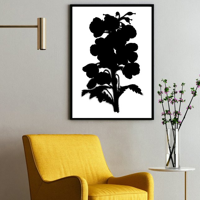 Moderno Tinta Negra Resumen Arte Floral Jardín (Modern Black Ink Abstract Garden Floral Art Poster)