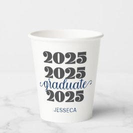 Moderno vaso de papel de graduado negro azul 2025