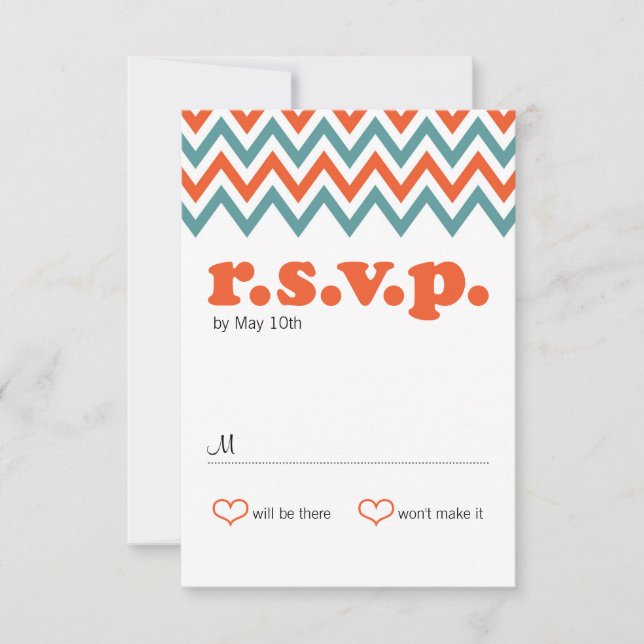 Moderno Verde azulado y Naranja Chevron & Lovebird (Anverso)