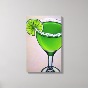Moderno Verde Groovy Líquido Margarita Arte Grande