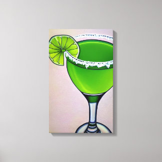Moderno Verde Groovy Líquido Margarita Arte Grande