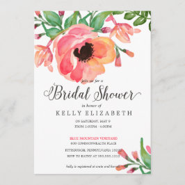 MODERNO WATERCOLOR FLORAL invitación a la ducha de