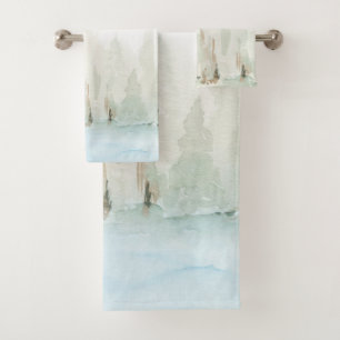 Moderno Watercolor Woodland Scene Bath Toalla Set