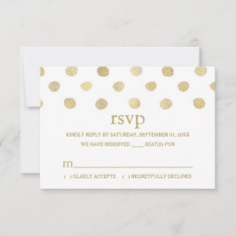 Moderno White & Gold Polka Dots Wedding RSVP