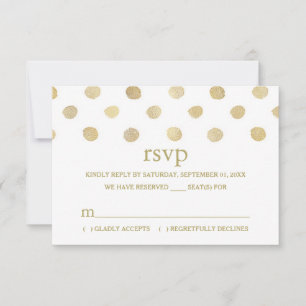 Moderno White & Gold Polka Dots Wedding RSVP