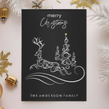 Moderno y elegante árbol de navidad y reno