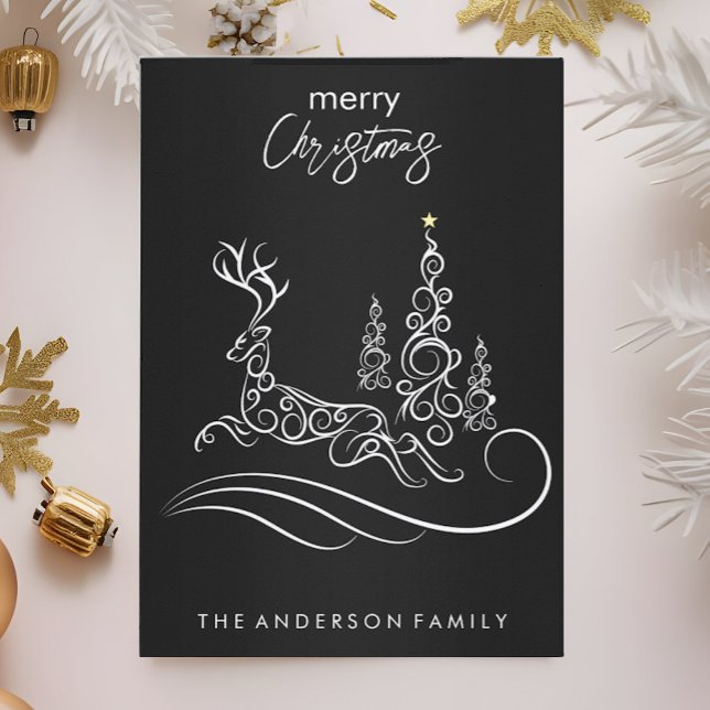 Moderno y elegante árbol de navidad y reno (Subido por el creador)