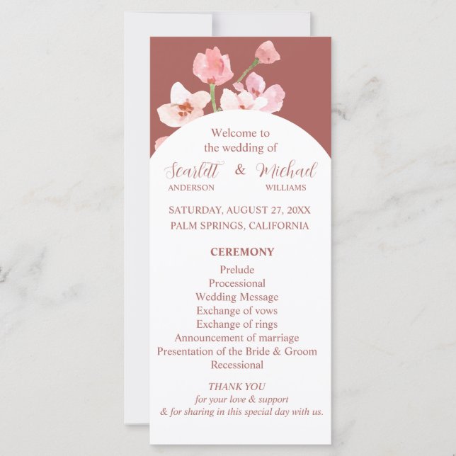 Moderno y elegante arco floral terrestre (Anverso)