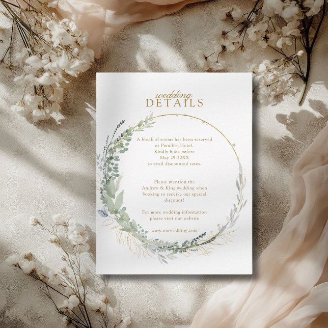 Moderno y elegante Boda Eucalyptus Detalles RSVP (Modern Elegant Eucalyptus Wedding Details RSVP Card)