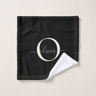 Moderno y elegante guión de monograma blanco negro
