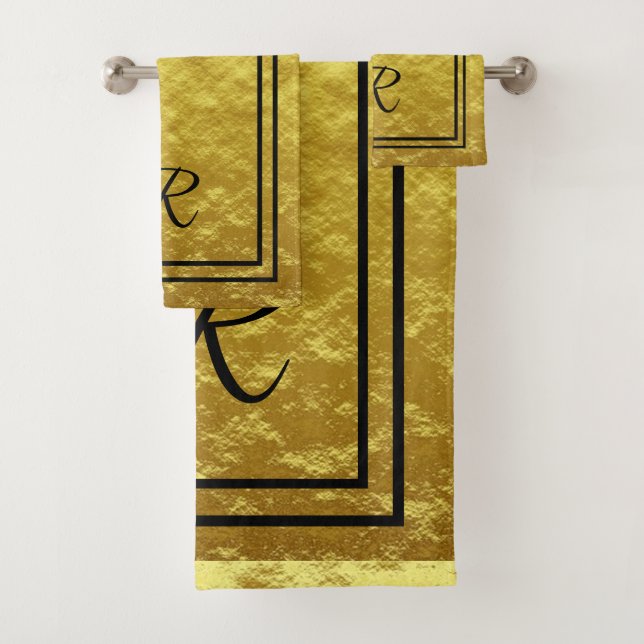 Moderno y elegante guión de monograma negro dorado (In situ)